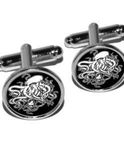Cthulhu Round Cufflink Set - Silver