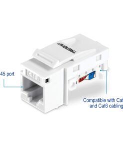 TRENDnet Cat6 Keystone Jack, 25-Pack Bundle, 90° Angle Termination, Compatible With Cat5, Cat5e, Cat6 Cabling, Color-Coded Labeling, Gold-Plated Contacts, Tool-less Design, White, TC-K25C6 18 61BNRFtgfTL