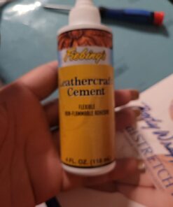 Fiebing's Leathercraft Cement - Leather Glue (4oz) - Quick Drying, High Strength, Flexible Adhesive w/Permanent Bonding for Craft or Repair for Leather Jackets, Shoes, Wallets, Furniture - Non-Toxic 37 61BOGgnoBLL