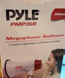 Pyle Portable Bullhorn Megaphone Speaker with Built-in Siren & Voice Recorder - 30W Power, 800 Yard Range - Great for Football, Soccer, Baseball, Hockey, Basketball, Cheerleading and More 27 61BPQppJXCL
