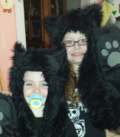 Black Cat Full Animal Hood Hoodie Hat Faux Fur 3 in 1 Function Paw Mittens Gloves 15 61BQIa9WmoL