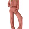 ANRABESS Women's Two Piece Outfits Sweater Sets Long Sleeve Turtleneck Knit Crop Pullover and Wide Leg Pant Lounge Sets Rust Large 48 61BSIAsw9L