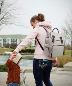 VS VOGSHOW Diaper Bag Backpack, Multifunction Stylish Travel Baby Bag Backpack with Crossbody Strap, Maternity Nappy Bag Gray 63 61BVo7Y DL