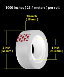 PCKPGON Transparent Tape Refills, 12 Rolls, 3/4 x 1000 Inches, 1 inch Core, Clear Desk Refillable Tape Dispenser Refill Rolls, Glossy Gift Wrapping Tape, Engineered for Home Office School Use 8 61BWu49mTcS