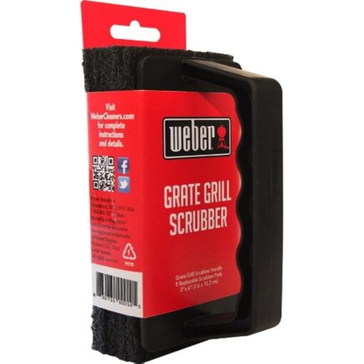 Weber Grill Brush Scrubber - Heavy Duty Grate Cleaner - With 3 Replaceable Pads