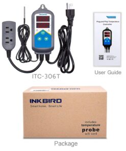 Inkbird Digital Temperature Probe Controller Thermostat Timer AC 110V 1200W Only Heating Plug Time Switch Reptile Breeding Heater Planting Greenhouse No Cooling Control ITC-306T+Standard Probe 15 61BYbCRCHAL
