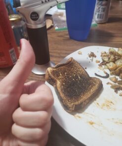 TBTEEK Butane Torch, Kitchen Torch Cooking Torch with Safety Lock & Adjustable Flame for Cooking, BBQ, Baking, Brulee, Creme, DIY Soldering(Butane Not Included) Silver 50 61BYct851FL