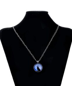 LUREME Time Gem Series Silver Tone Chain Disc Charm Necklace for Girls and Women (01002593-parent) Howl Wolf 6 61BZ79ZARL