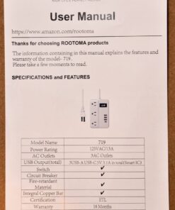 2 Prong Extension Cord with USB-C, ROOTOMA 2 Prong to 3 Prong Outlet Adapter, 3 Outlet & 4 USB Charging Station, 3 Prong Adapter 4ft, Non-Grounded, for Polarized Two Prong Outlet, Old House, White 4ft-2pin 37 61BasgllWZL