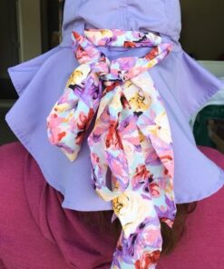 Solaris Floral Scarf Wide Brim Women's Sun Hat, with Neck Flap Foldable UV Protection Cap for Garden Beach Hiking One Size Purple 19 61Bbr TISsL