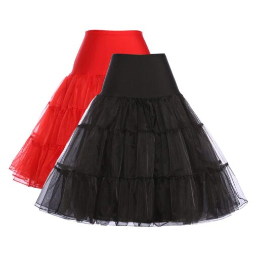 GRACE KARIN Women's 50s Petticoat Skirts Tutu Crinoline Slips Underskirts CL008922 Small Black + Red (2 Pack)