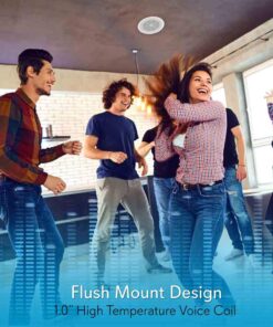 6.5” Ceiling Wall Mount Speaker - Full Range Woofer Speaker System 1.5'' Tweeter Cup Flush Design w/ 60Hz-16kHz Frequency Response 120 Watts Peak & Template for Easy Installation - Pyle PDICS6 White 6.5 " 9 61Bif3HFCL