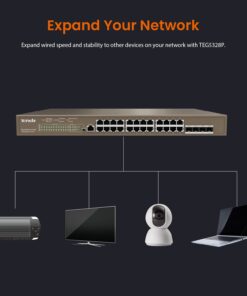 Tenda Layer-3 Managed PoE Switch|24 Port GE Ports| 4x1G Base-X SFP| 1 Console Port | VLAN | QoS | DHCP Snooping(TEG5328P-24-410W) TEG5328P-24-410W 12 61BjEavzpL