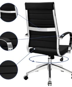 Modway Jive Ribbed High Back Tall Executive Swivel Office Chair With Arms In Black 31 61Bli2yF9aS