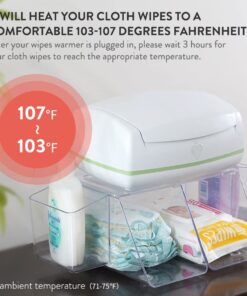 Prince Lionheart Warmies Wipes Warmer Designed for Reusable Cloth Wipes | Soft Glow Nighlight | Includes 1 everFRESH Pillow and 4 Warmies Cloth Wipes Bamboo,Fresh 1 x Warmies Wipes Warmer 28 61Blw8d EnL