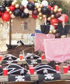 Super Z Outlet Black Polyester Pirate Theme Loot Treasure Backpacks Bags with Drawstring Closure & Skull Design for Birthday Party, Children Event Decoration, Favors, Toy Goody Gifts (12 Pack) 10 61BmMC kUL