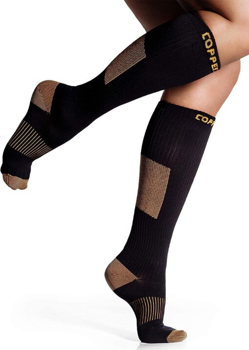 Copper Compression Socks for Women & Men - Helps Circulation, Reduces Swelling & Pain - Copper Infused Nylon by CopperJoint Small