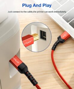 JSAUX Printer Cable, 10FT USB Printer Cable USB 2.0 Type A Male to B Male Scanner Cord USB B Cable High Speed for HP, Canon, Epson, Dell, Brother, Lexmark, Xerox, Samsung etc and Piano, DAC Red 20 61Bn3ZMjTxL