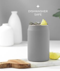 JoyJolt Metal Beer Can Tumbler with Straws and Brush. Unbreakable Metal Drinking cup Set of 6 Metal Tumblers. Stainless Steel Tumbler Can Shaped Glass Cups, Soda Can Glasses for Water, Wine etc Gray 13 61Bof2cuYYL