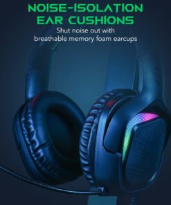 Black Shark Gaming Headset for PC, PS4, PS5, Xbox, Switch, All-in-1 Gaming Headphones with Ultra-Clear Bendable Mic, 50mm Dynamic Drivers, Noise Isolation Ear Cushions, in-line Controls - Goblin X1 Black - X1 13 61BojOS102L