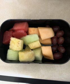 GRUB2GO Premium Bento Lunch Box (Large 68 Oz Capacity) | 2023 Exclusive, 70% Bigger | Includes Bamboo Chopping Board Lid, Carry Bag, 2 Dividers, Utensils, Sauce Container Premium 2021 Model: Executive Black (68 OZ) 44 61BqfmGWr8L