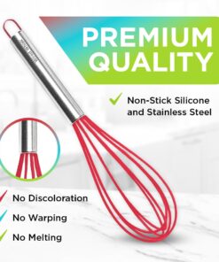 Silicone Whisk Set of 3 - Silicone Whisks for Cooking Non-Scratch - Silicone Whisk Set - Hand Whisk - Wisk - Metal Whisk - Small Whisk - Mini Whisk - Stainless Steel Whisk Multicolor 21 61BrR5BaT6L