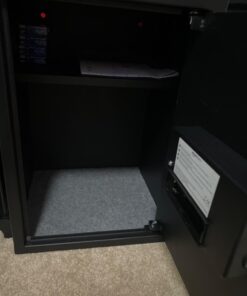 Amazon Basics Steel Home Security Electronic Safe with Programmable Keypad Lock, Secure Documents, Jewelry, Valuables, 1.8 Cubic Feet, Black, 13.8"W x 13"D x 19.7"H 42 61BtaF0WZfL