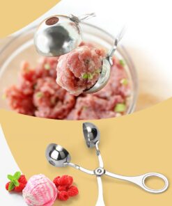 Meat Ballers, JUSTDOLIFE Stainless Melon Ballers Non-Stick Tongs Cake Pop Meatball Spoon Ice Cream Scoop Cookie Dough Scoop for Fruits, Meatball, Cake, Ice Cream, Melon (2 Pack) 17 61BvFa5D6L