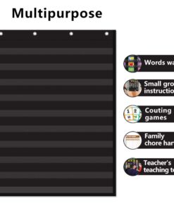 VNOM Standard Pocket Chart Clear 10 Pockets Chart for Classroom & Home Heavy Duty Hanging Pocket Chart for Word Wall/Letter Cards/Sentence Strips,28x43 Inch (28Wx43L, Black) 28Wx43L 9 61Bwb3pTRyL