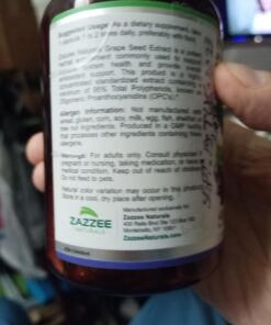 Zazzee High Strength Grape Seed 50:1 Extract, 20,000 mg Strength, 180 Vegan Capsules, 95% Polyphenols, 6 Month Supply, Concentrated, Standardized 50X Extract, 400 mg per Capsule, Non-GMO, All-Natural 28 61BzNx4JeUL