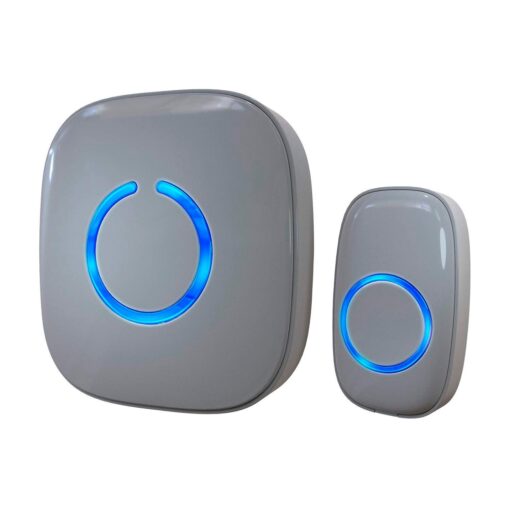 SadoTech Wireless Doorbells for Home, Apartments, Businesses, Classrooms, etc. - 1 Door Bell Ringer & 1 Plug-In Chime Receiver, Battery Operated, Easy-to-Use, Wireless Doorbell w/LED Flash, Gray