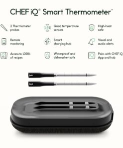 CHEF iQ Smart Wireless Meat Thermometer with 2 Ultra-Thin Probes, Unlimited Range Bluetooth Meat Thermometer, Digital Food Thermometer for Remote Monitoring of BBQ Grill, Oven Hub + 2 Probes (2023) 44 61C1MzOMMwL