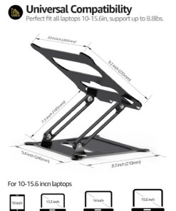 Urmust Adjustable Laptop Stand for Desk Computer Stand for Laptop Riser Holder Stand Compatible with MacBook Air Pro All Laptops 10-15.6"(Black) A-Black 32 61C1WUKzrzL
