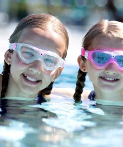 Aquasphere Vista Junior (Ages 6+) Swimming Goggles - 180 Degree Vision, Leak Free Hypoallergenic Seal, Anti Fog & Scratch Clear / Aqua + Yellow 19 61C2 bfgpbL