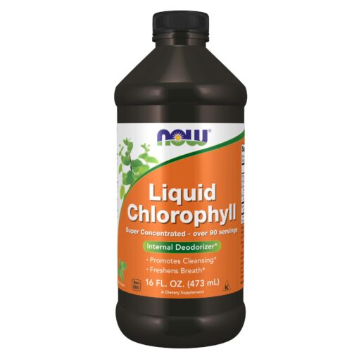 NOW Supplements, Liquid Chlorophyll, Super Concentrated, Internal Deodorizer*,Boost Energy, Mint Flavor, 16-Ounce 16 Fl Oz (Pack of 1)