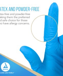 Dynarex Safe-Touch Disposable Nitrile Exam Gloves, Powder-Free, Latex-Free, Touchscreen Friendly, Used by Professionals, Blue, Medium, 1 Case, 10 Boxes of 100 Gloves 1000 9 61C5pkK45sL
