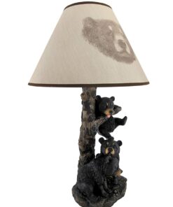 Zeckos Rustic Black Bear Family Table Lamp - Lodge-Inspired Home Lighting - 20" Tall Resin Construction - Charming Bear Face Print Shade - Ideal for Cabins and Dens 12 61C7xbyI8qL