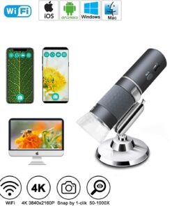 Jiusion WiFi USB Digital Handheld Microscope, 50 to 1000x Wireless Magnification Endoscope 8 LED Mini Camera with Metal Stand Compatible with iPhone iPad Mac Windows Android 34 61CCJQhed0L