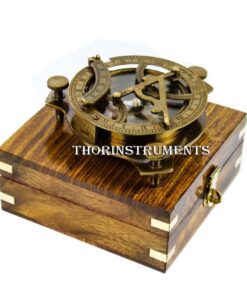 Alternative view of THOR INSTRUMENTS 5" Triangular Beautiful Nautical Sundial Compass with Level Meter Encased in Genuine Rosewood Anchor Inlaid Case Maritime Decor Gifts Rustic Vintage Home Decor Gifts