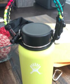 WaterFit Paracord Handle - Paracord Carrier Survival Strap Cord with Safety Ring and Carabiner Compatible with Hydro Flask Wide Mouth Water Bottles 12oz - 64 oz Rainbow/Compass 18 61CF vhO92L