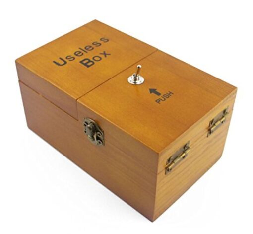 Willcomes Wooden Turns Itself Off Useless Box Leave Me Alone Box Perpetual Machine for Geek Gifts or Desk Toys Brown(logo)