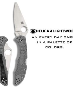 Alternative view of Spyderco Delica 4 Lightweight 7.15" Signature Folding Knife with 2.90" Flat-Ground Steel Blade and High-Strength FRN Handle - PlainEdge Grind Delica 4 Lightweight Flat Ground Grey