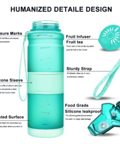 ZOUNICH Premium Sports Water Bottle 32 oz/1 Liter, 24 oz, 16 oz, 14 oz, BPA Free Tritan for Bike, Running, Gym, Fitness, Cycling 14oz/400ml Emerald 8 61CJC8IKttS