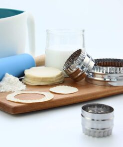 SurgeHai Fluted Cookie Cutters- Round Biscuit Cutters Set of 6 Pieces, Double Sided Fluted and Plain Edge Cookie Cutters, Stainless Steel 6 PCS - Fluted Round 19 61CJK1DQYeL