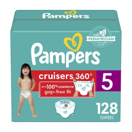 Pampers Cruisers 360 Diapers - Size 5, 128 Count, Pull-On Disposable Baby Diapers, Gap-Free Fit