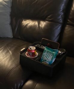 CouchConsole Original Tray - Drinks & Snacks Sofa Caddy with Armrest, Table with Phone Stand- TV Remote Control Storage and Organizer - for Living Rooms, RV, and Cars, Black/Gray Black and Gray 43 61CLTJNHI1L