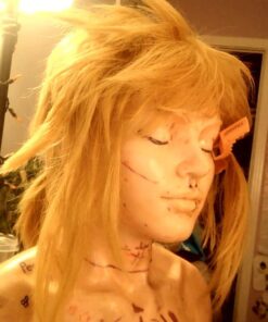 Linfairy Short Blonde Wig Halloween Cosplay Wig For Men Braid with 2 Elf Ear 48 61CLnozXn5L