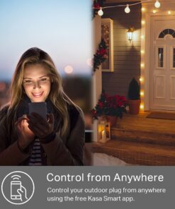 Kasa Outdoor Smart Plug, Smart Home Wi-Fi Outlet with 2 Sockets, IP64 Weather Resistance, Compatible with Alexa, Google Home & IFTTT, No Hub Required, ETL Certified(EP40), Black 2-Socket 24 61CNOw0pT9L