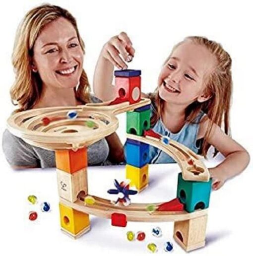 Hape Quadrilla Race to the Finish Marble Run Blocks, Multicolor , 13.8 x 3.1 x 14.2 inches