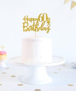 Gold Glitter Happy 60th Birthday Cake Topper,Hello 60, Cheers to 60 Years,60 & Fabulous Party Decoration 23 61COQMwbj9L